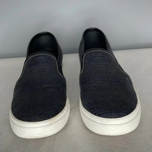 LAUREN RALPH LAUREN Jinny Slip On Sneaker Black White Weave Logo Low Top 5.5 - Picture 6 of 12